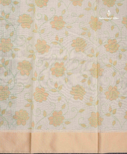 Kota Cotton Saree - Cream Colour Body With Sandal Plain Border