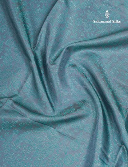 Beautiful Grey Pure Kanjivaram Soft Silk Saree With Contrast Ice Blue Border