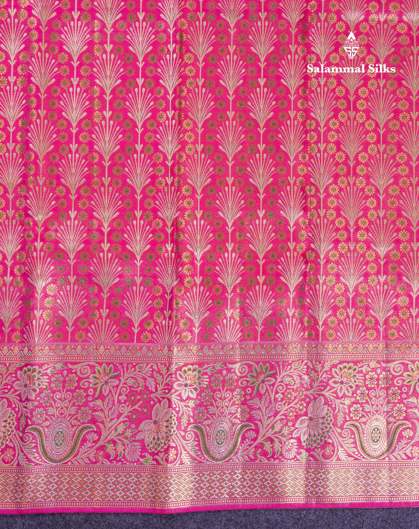 Beautiful Pink Menakari Work Bridal Pure Kanjivaram Silk Saree With Fancy Evening Morning Border