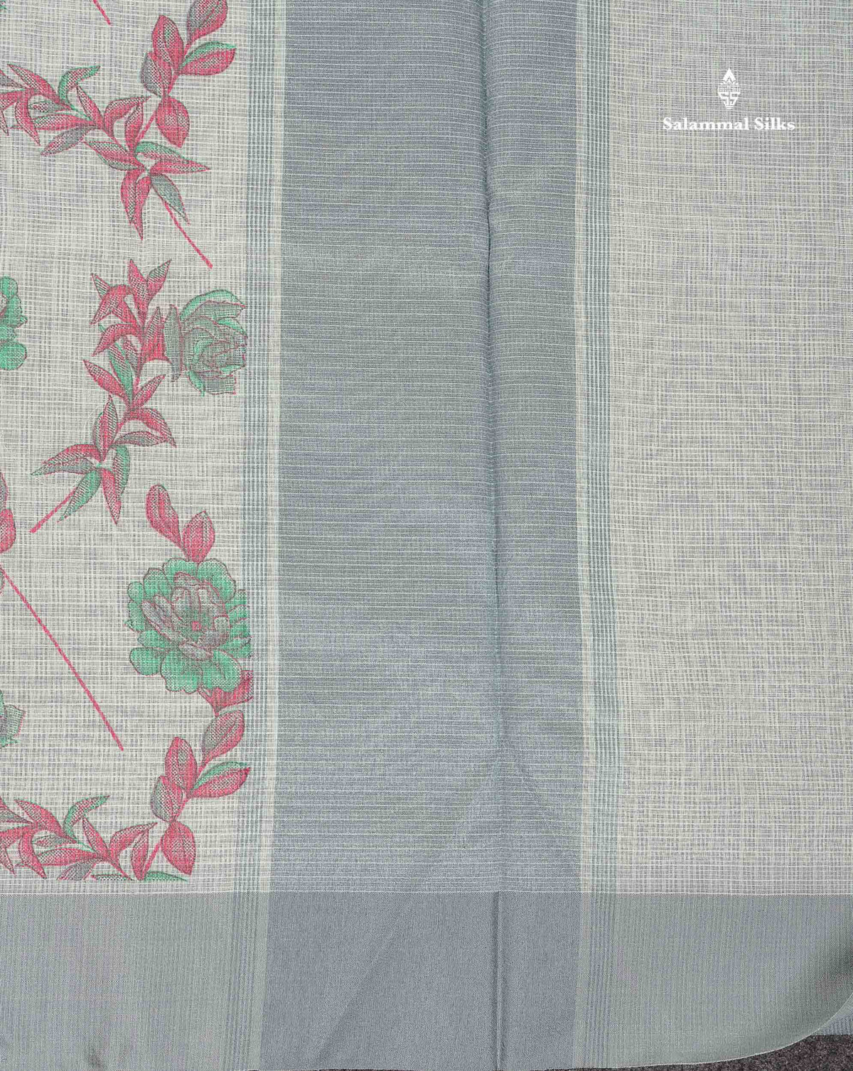 Kota Cotton Saree - Pale Mint Green Colour Body Printed With Grey Plain Border