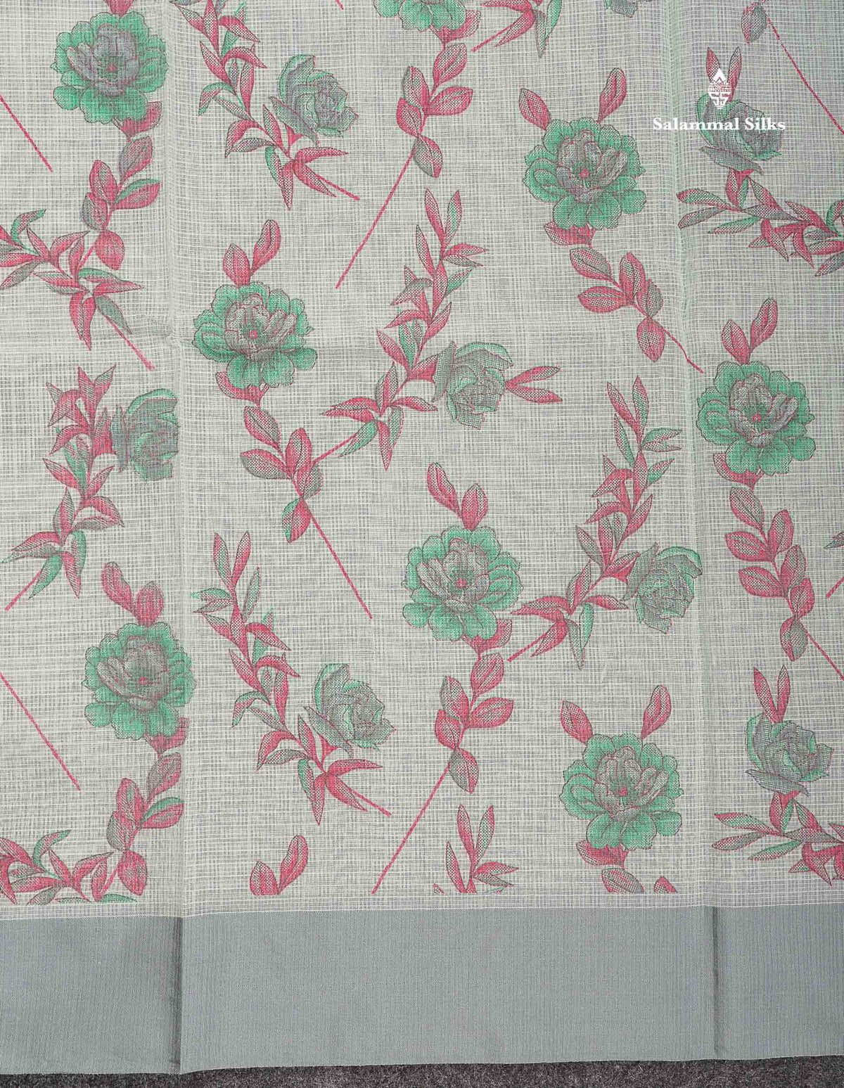 Kota Cotton Saree - Pale Mint Green Colour Body Printed With Grey Plain Border