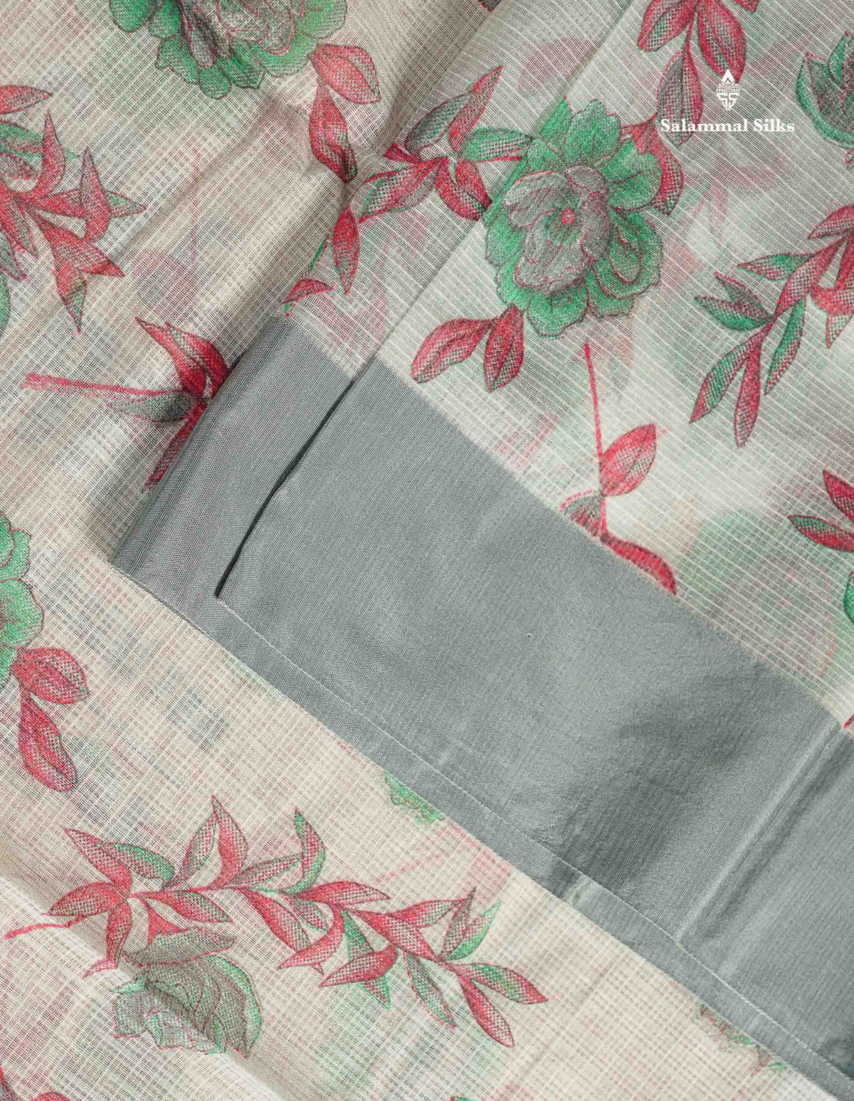Kota Cotton Saree - Pale Mint Green Colour Body Printed With Grey Plain Border
