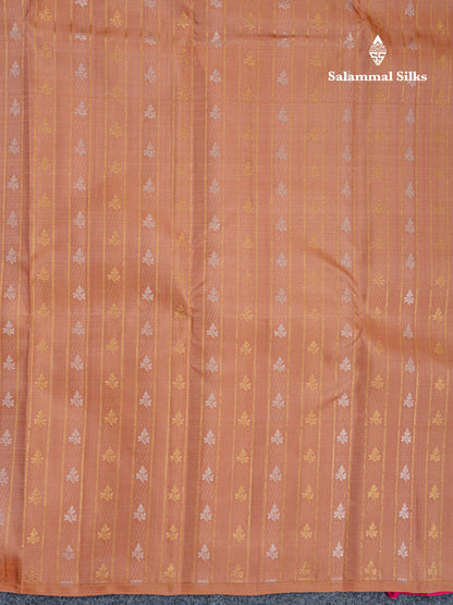 Light Chocolate Fancy Pure Kanjivaram Silk Saree With Contrast Pink Blouse