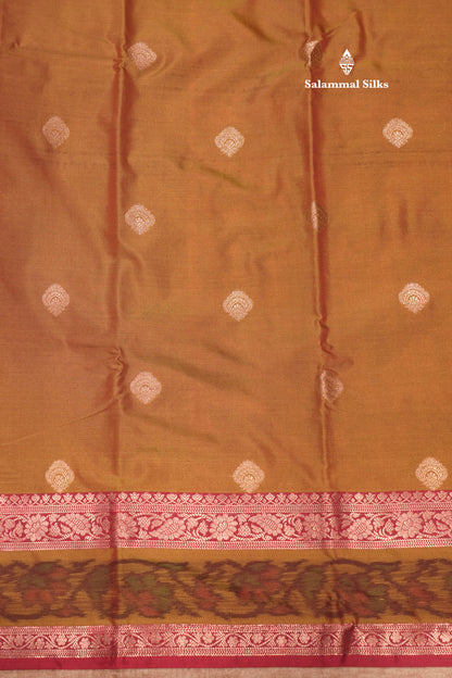 Olive Mustard Yellow Colour Semi Silk Saree With Pochampally Border