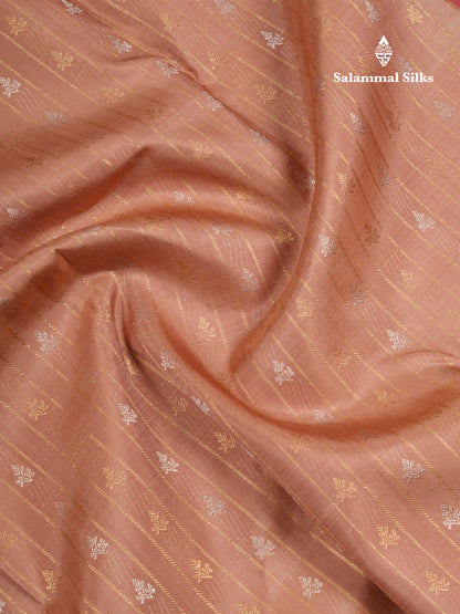 Light Chocolate Fancy Pure Kanjivaram Silk Saree With Contrast Pink Blouse