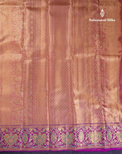 Beautiful Sapphire Green Tissue Meenakari Work Bridal Pure Kanjivaram Silk Saree With Contrast Vadamalli Fancy Border