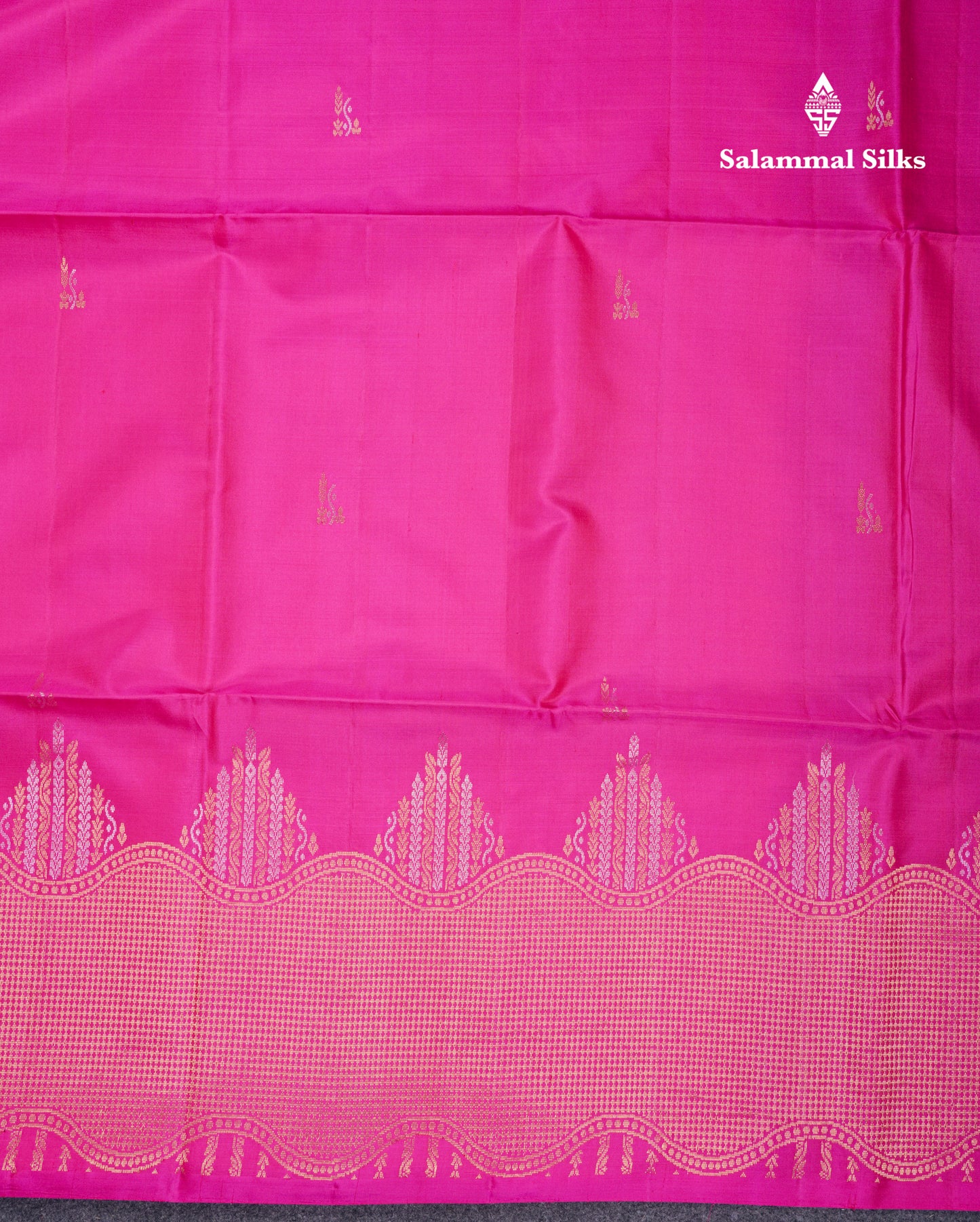 Beautiful Magenta Pink Pure Kanjivaram Soft Silk Saree With Fancy Turning Border