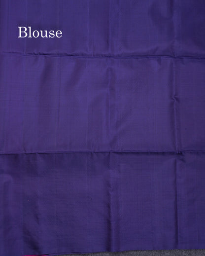 Beautiful Magenta Pink Pure Kanjivaram Soft Silk Saree With Fancy Turning Border