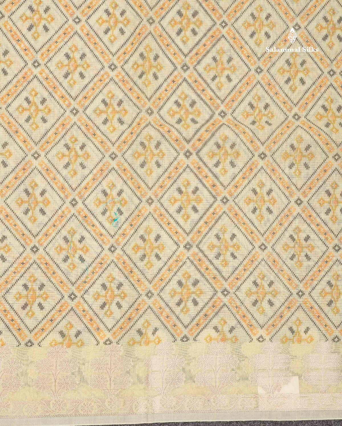 Cotton Mix Saree - Light Yellow Colour Body Printed With Fancy Border