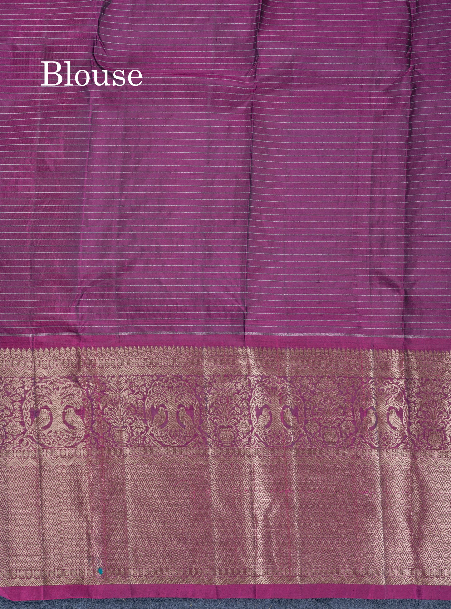 Ramar Blue Small Checks Pure Mix Silk Saree With Contrast Magenta Long Border