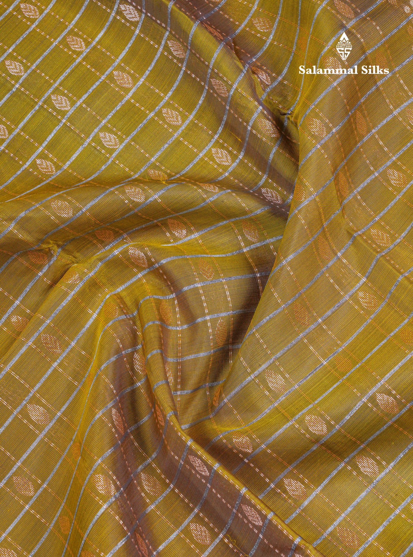 Olive Mustard Yellow Pure Silk Mix Saree With Contrast Green Border