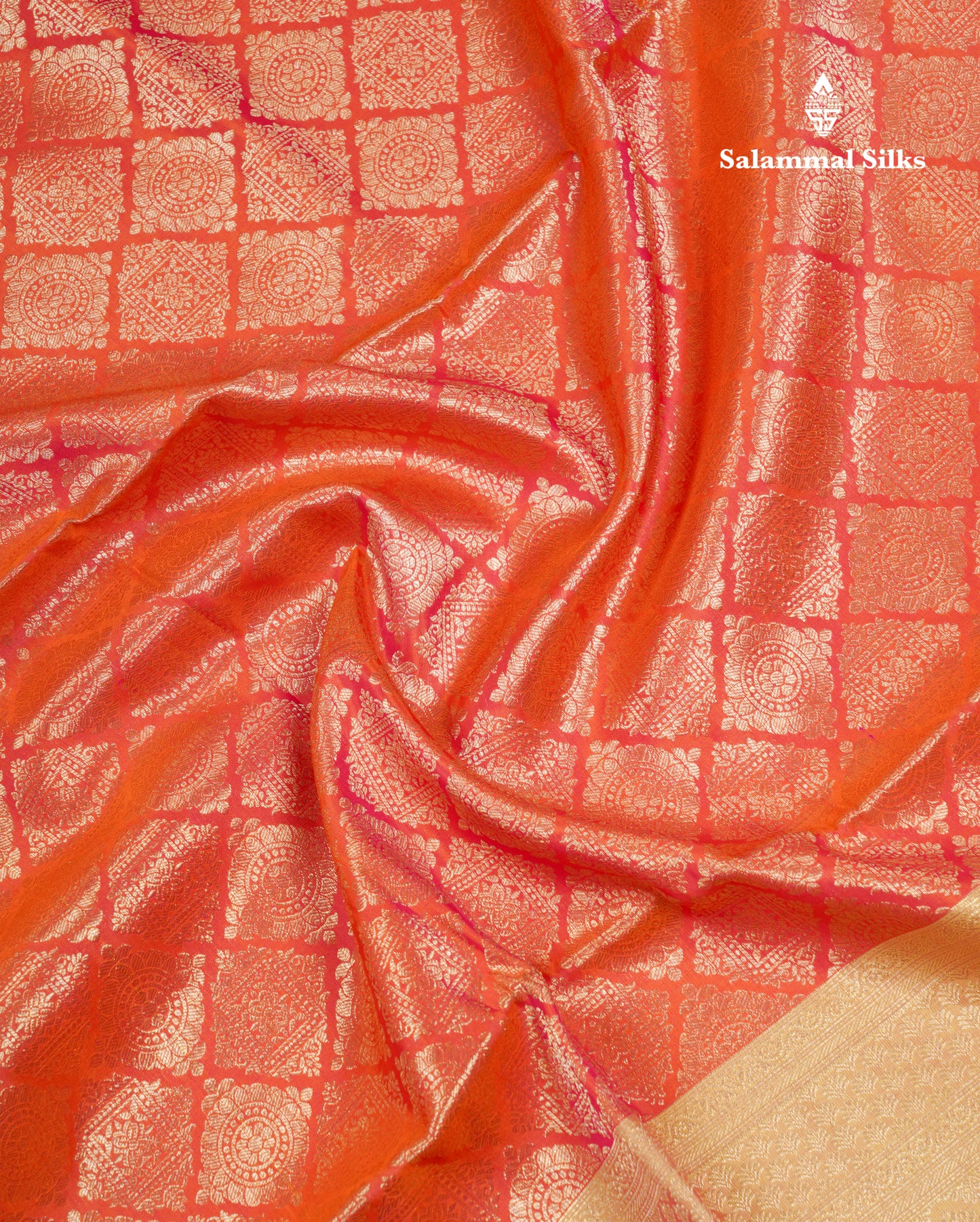 Beautiful Dual Tone Pinkish Orange Pure Soft Silk Saree With Contrast Dual Tone Parrot Green Border