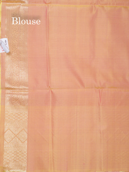 Beautiful Dual Tone Pinkish Orange Pure Soft Silk Saree With Contrast Dual Tone Parrot Green Border