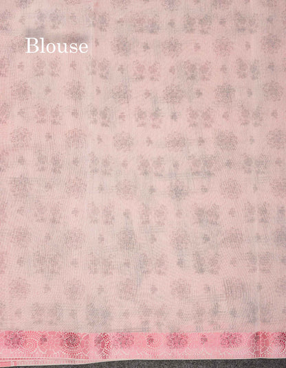 Cotton Mix Saree - Light Pink Colour Body Printed With Fancy Thread Work Border