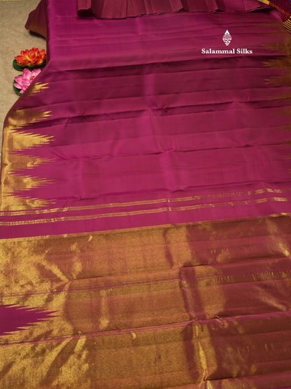 8 Kol Vadamalli Pure Kanjivaram Silk Saree with Traditional Temple Border