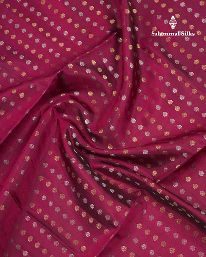 Beautiful Dual Tone Magenta Pure Kanjivaram Soft Silk Saree With Contrast Peach Blouse