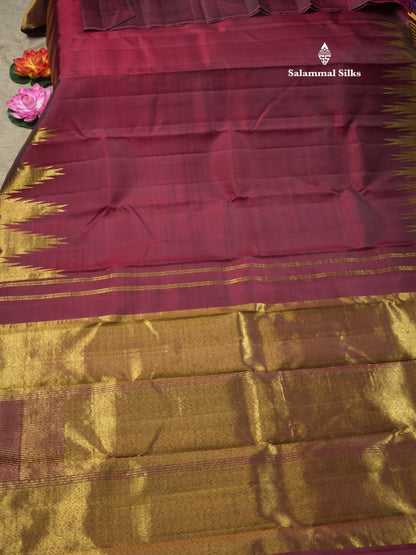 8 Kol Vadamalli Pure Kanjivaram Silk Saree with Traditional Temple Border