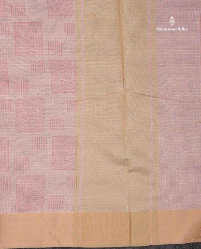 Kota Cotton Saree - Light Green Colour Body With Sandal Plain Border