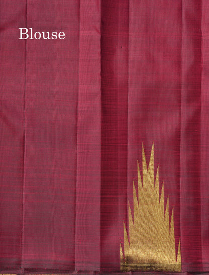8 Kol Vadamalli Pure Kanjivaram Silk Saree with Traditional Temple Border