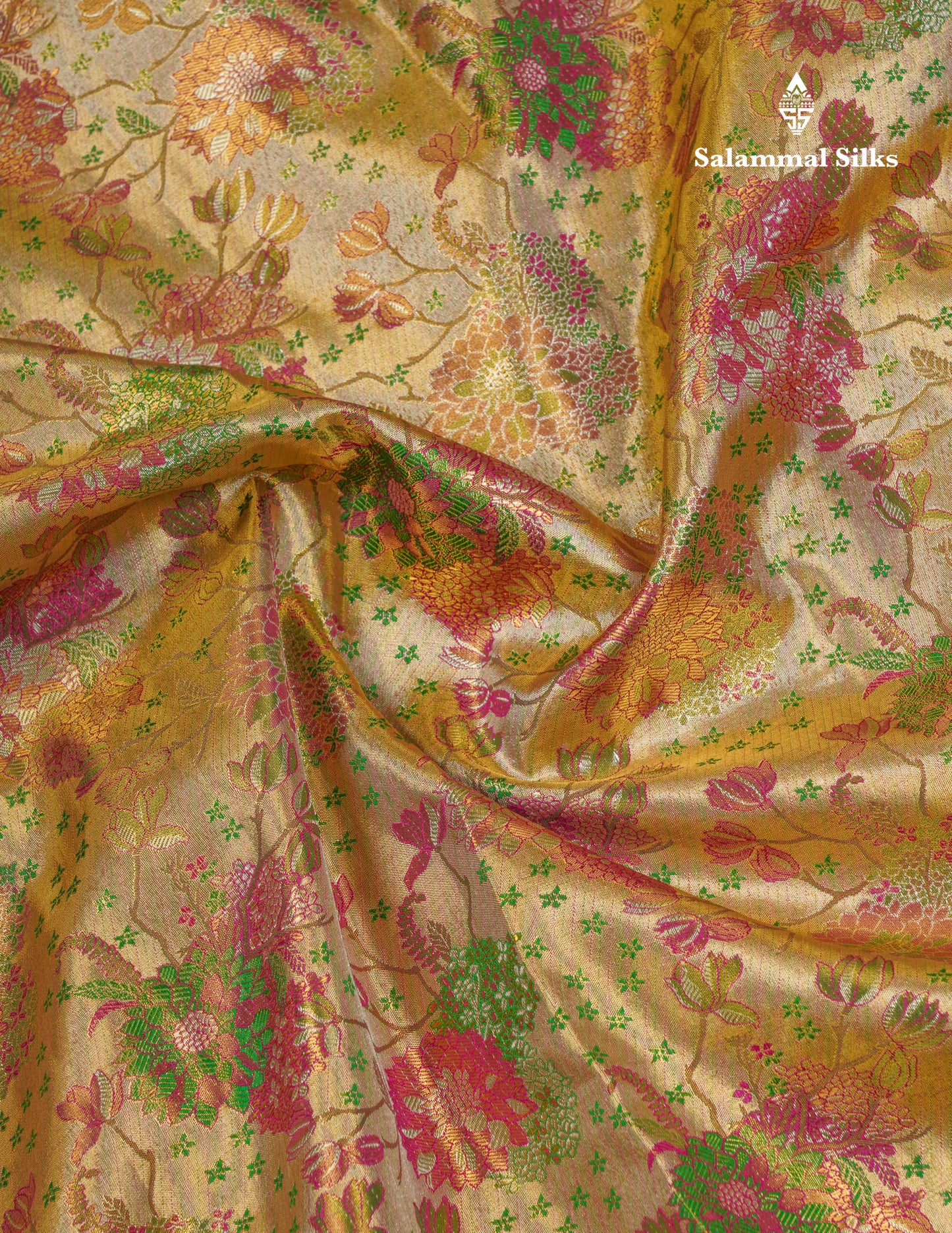 Beautiful Gold Tissue Menakari Work Bridal Pure Kanjivaram Silk Saree With Evening Morning Border