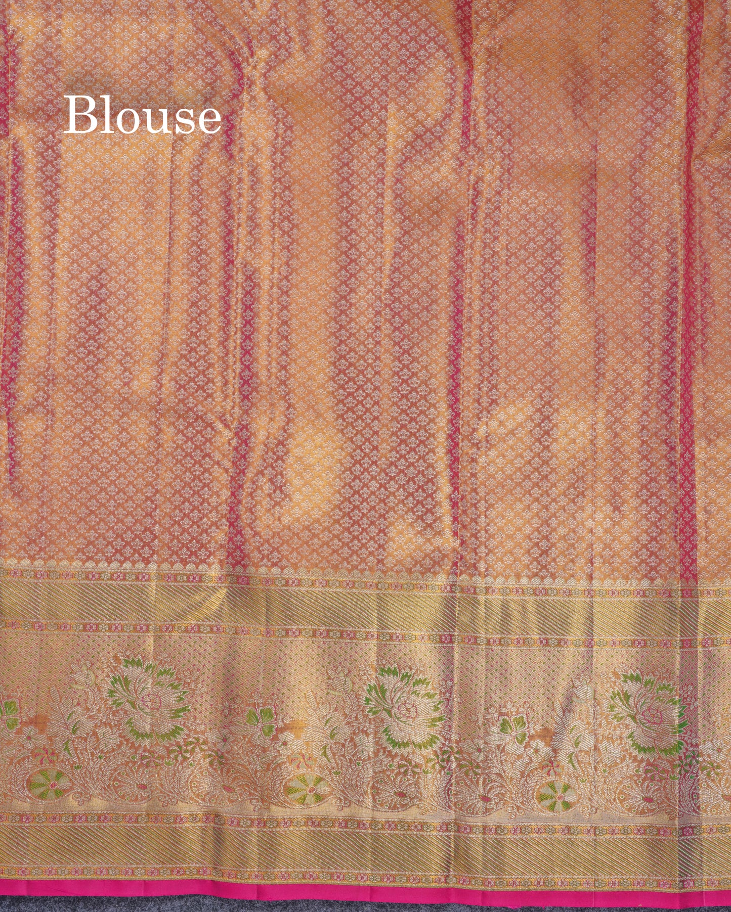 Beautiful Gold Tissue Menakari Work Bridal Pure Kanjivaram Silk Saree With Evening Morning Border