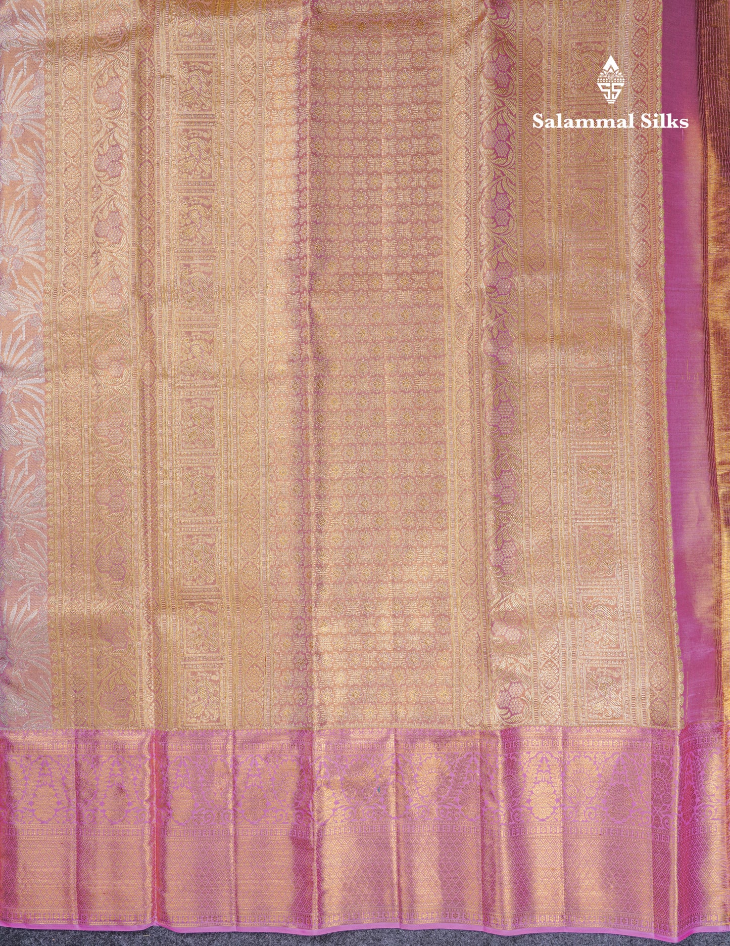 Beautiful Baby Pink Tissue Bridal Pure Kanjivaram Silk Saree With Contrast Light Pink Traditional Border