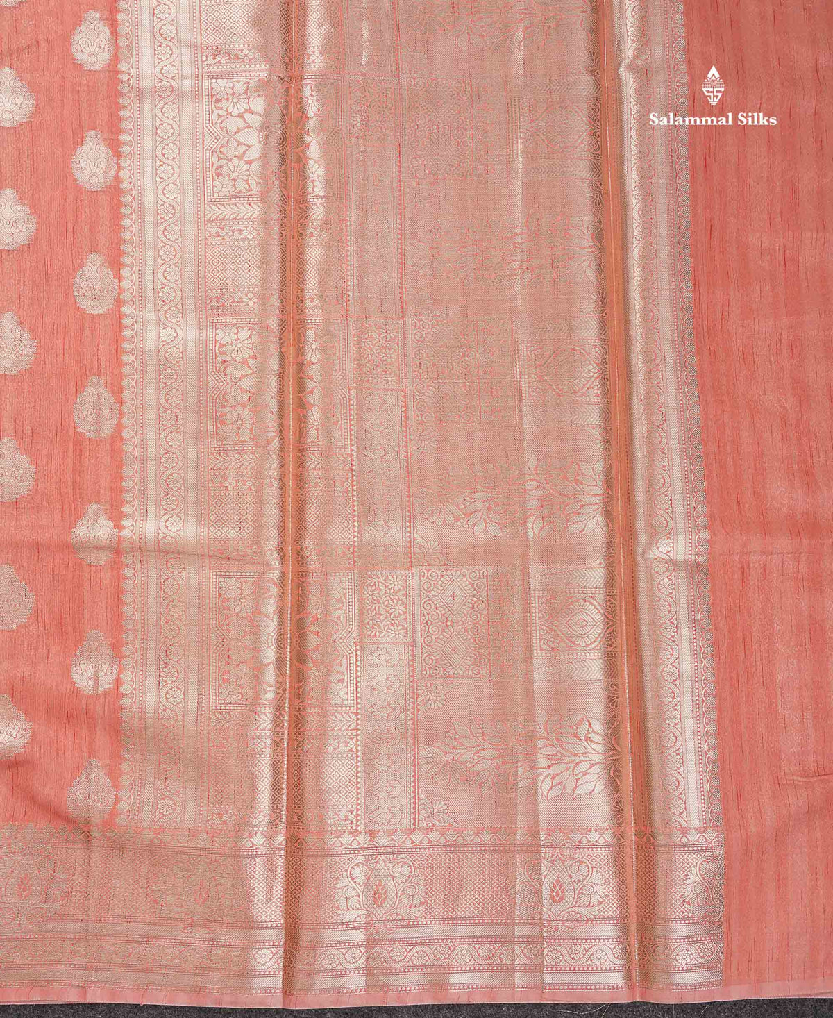 Cotton Mix Saree - Light Orange Colour Body Zari Butta With Fancy Border