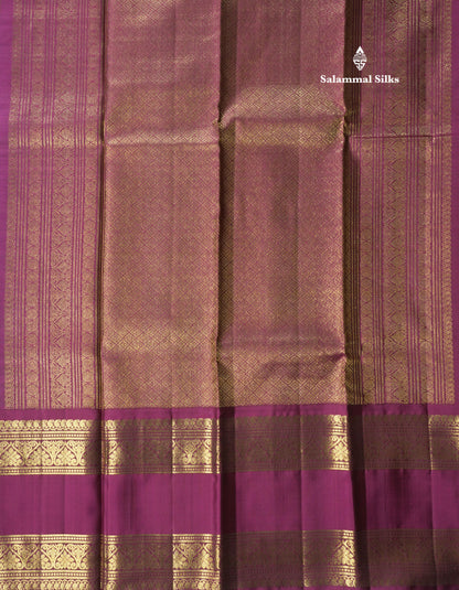 Green Belthari Design Korvai Pure Kanjivaram Silk Saree with Contrast Maroon Traditional Gap Border