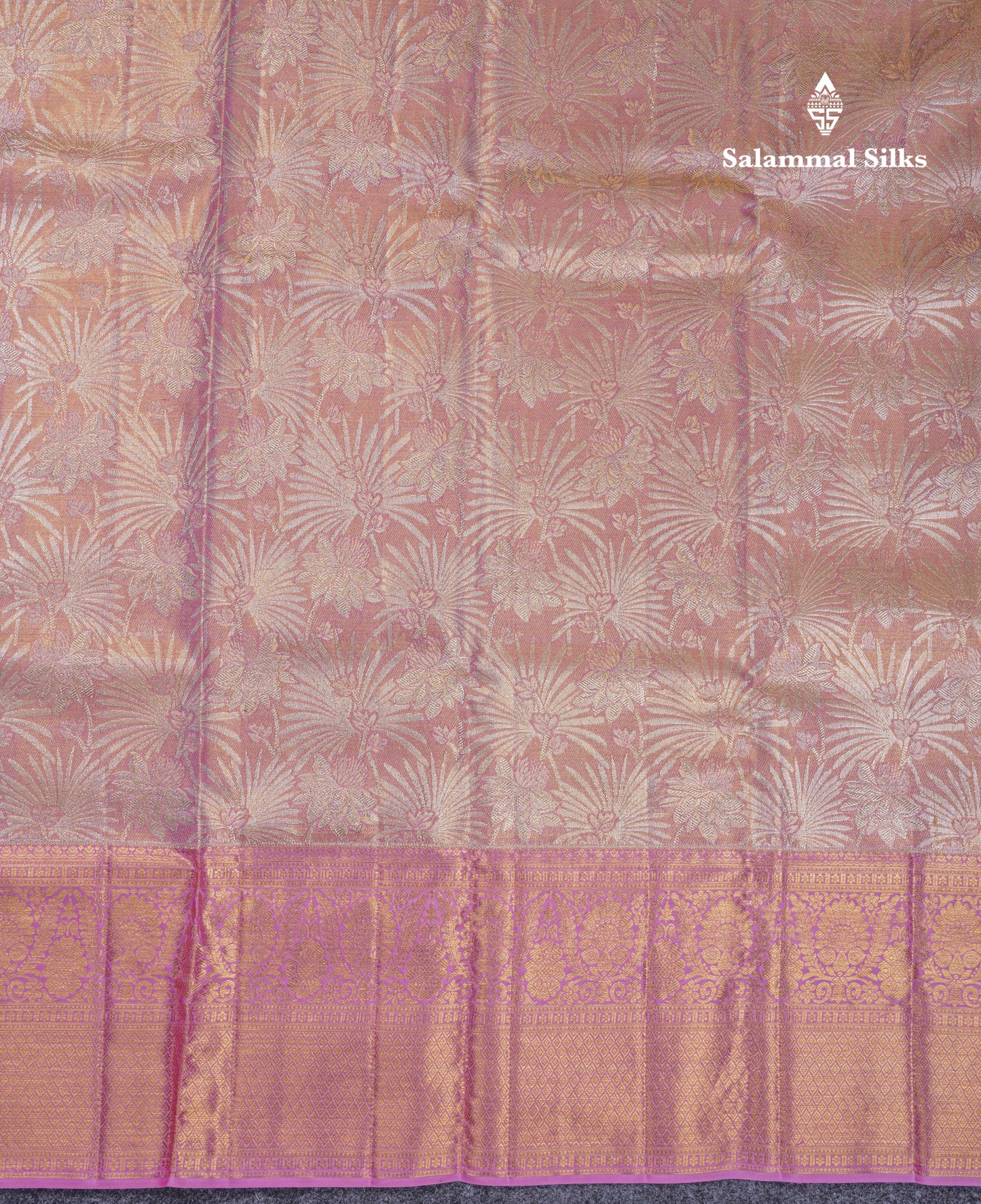 Beautiful Baby Pink Tissue Bridal Pure Kanjivaram Silk Saree With Contrast Light Pink Traditional Border