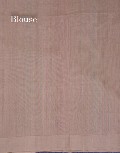 Beautiful Brown Thread Work Butta Handloom Pure Cotton Saree With Contrast Cream Sandal Border