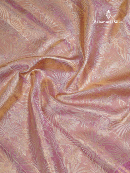 Beautiful Baby Pink Tissue Bridal Pure Kanjivaram Silk Saree With Contrast Light Pink Traditional Border