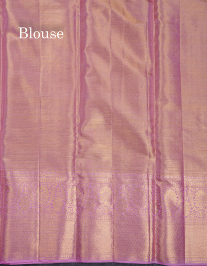 Beautiful Baby Pink Tissue Bridal Pure Kanjivaram Silk Saree With Contrast Light Pink Traditional Border