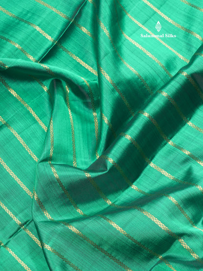 Green Belthari Design Korvai Pure Kanjivaram Silk Saree with Contrast Maroon Traditional Gap Border
