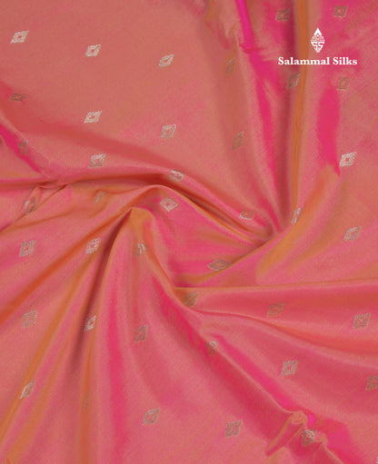 Beautiful Dual Tone Pink Semi Silk Saree With Contrast Brown Pochampalli Blouse