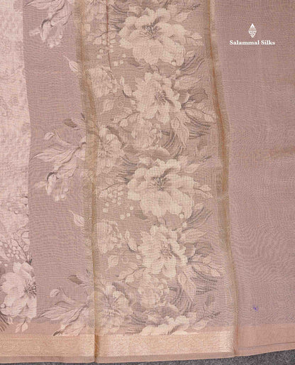 Kota Cotton Saree - Light Beige Colour Body Vaira Oosi Lines With Small Border