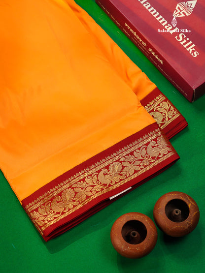 11 Yards Semi Silk Saree Green with Contrast Pink Border