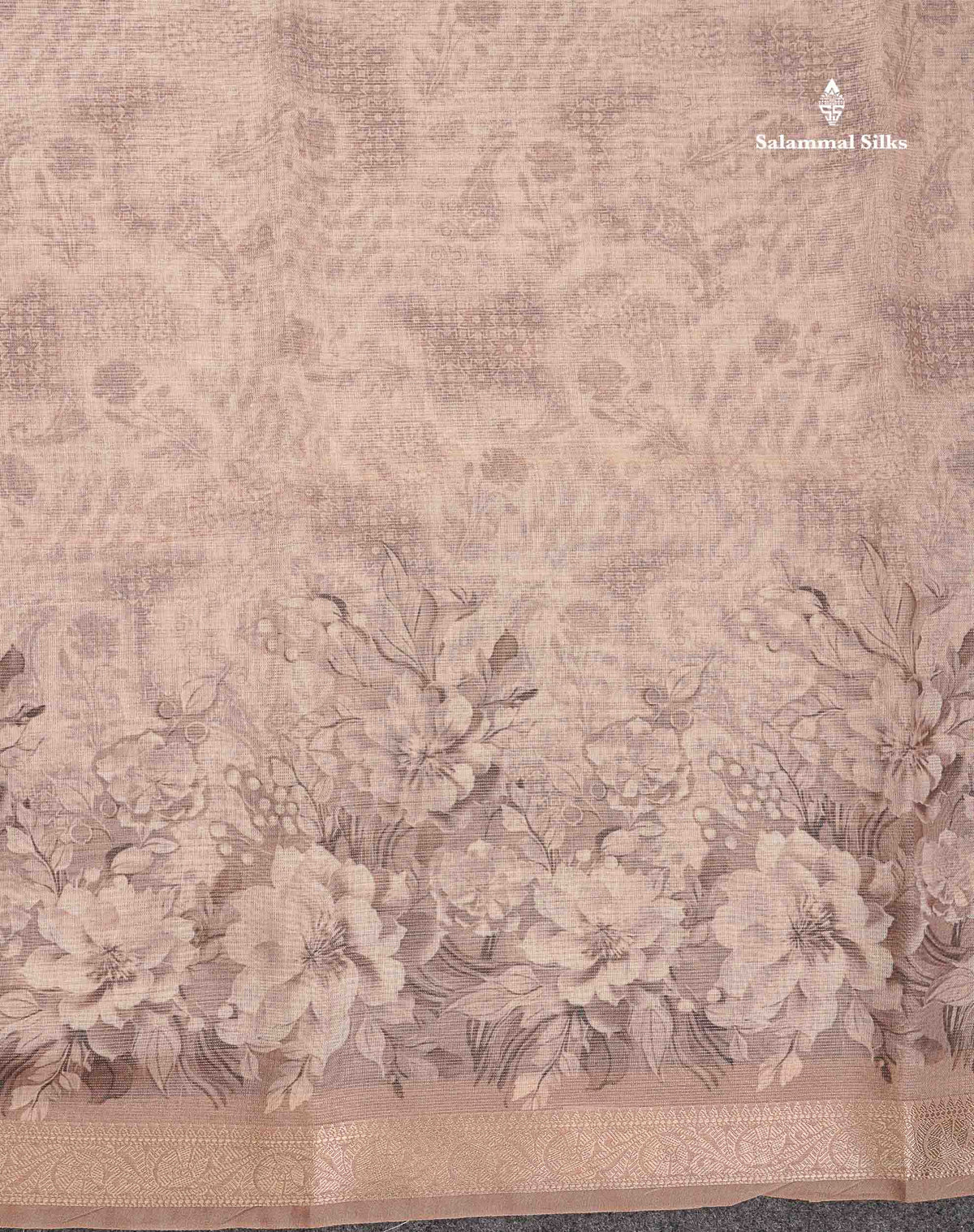 Kota Cotton Saree - Light Beige Colour Body Vaira Oosi Lines With Small Border