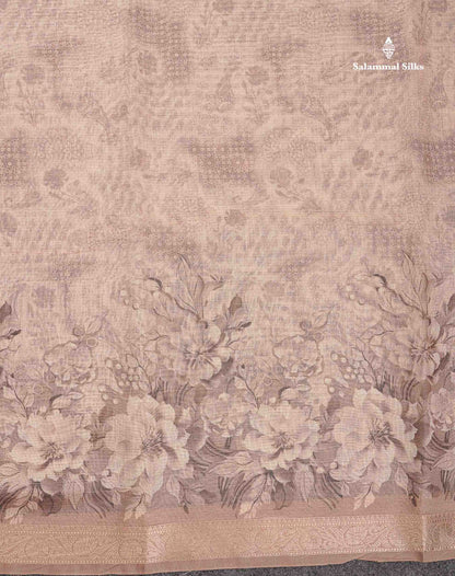 Kota Cotton Saree - Light Beige Colour Body Vaira Oosi Lines With Small Border