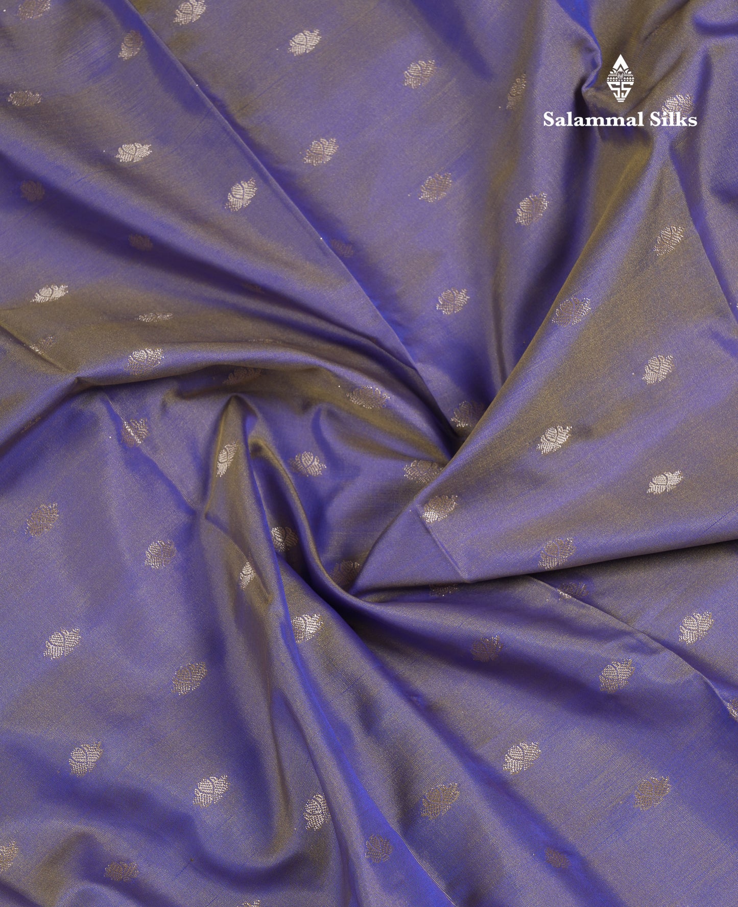 Beautiful Dual Tone Blue Semi Silk Saree With Contrast Olive Green Pochampalli Blouse