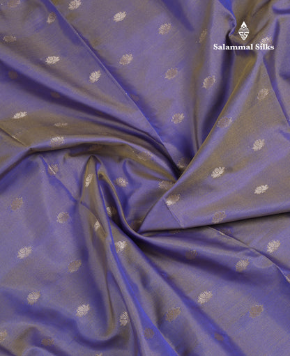 Beautiful Dual Tone Blue Semi Silk Saree With Contrast Olive Green Pochampalli Blouse