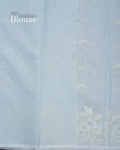 Cotton Mix Saree - Pastel Blue Colour Body With Embroidery Design Fancy Border