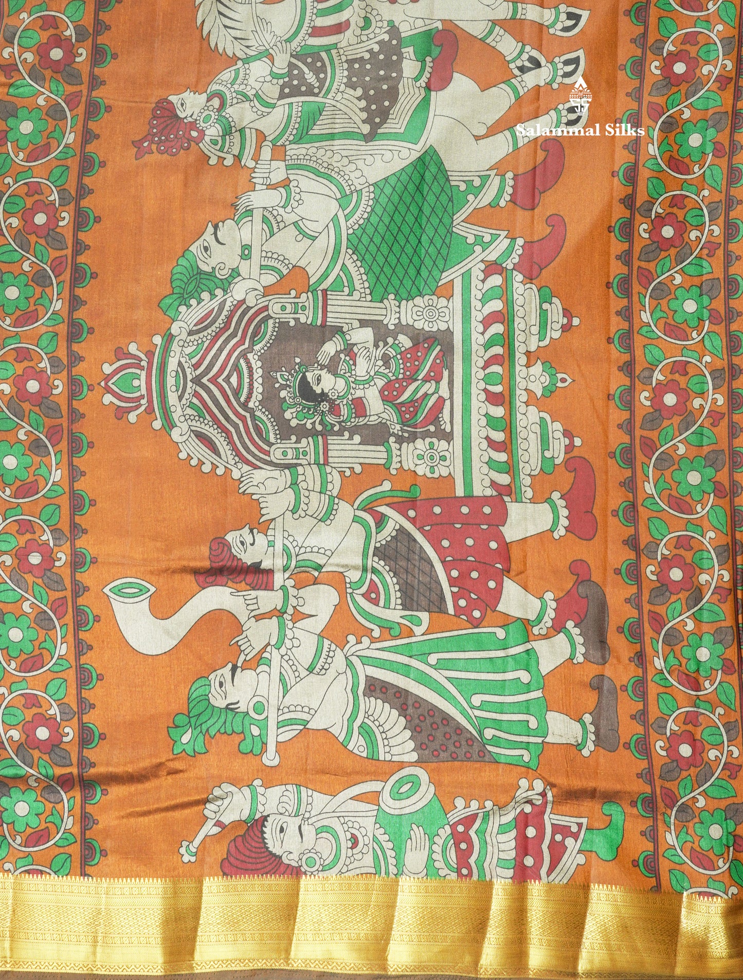 Grey Pichwai Print In Semi Raw Silk Saree With Contrast Maroon Traditional Border