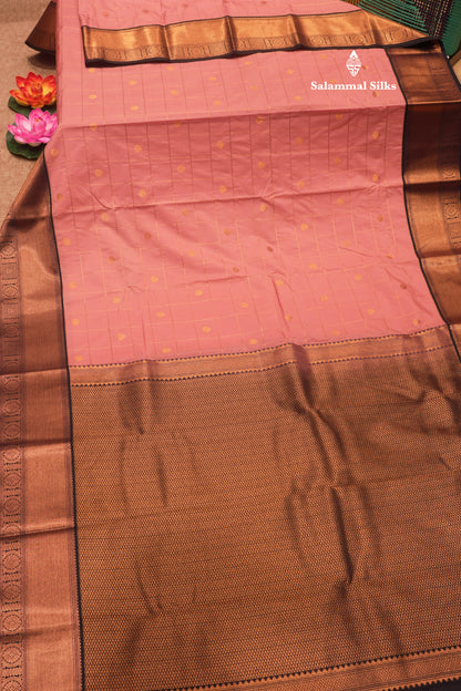 Pink Colour Semi Silk Saree With Dark Navy Blue Border