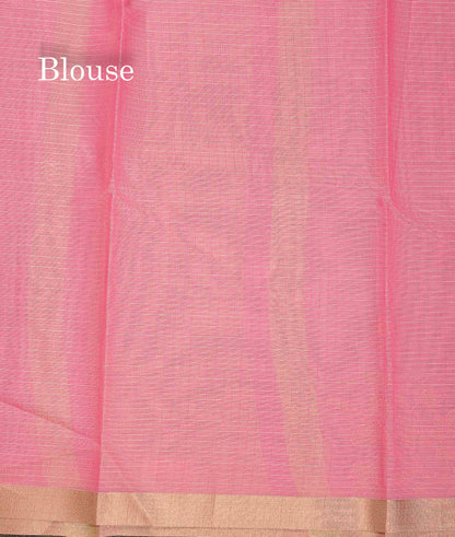 Cotton Mix Saree - Light Pink Colour Body Embroidery Design With Small Ribbon Border