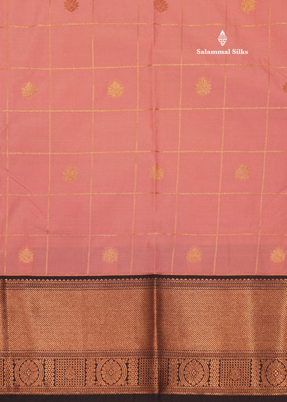 Pink Colour Semi Silk Saree With Dark Navy Blue Border