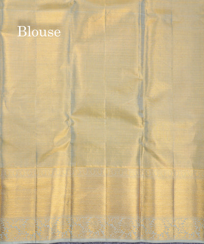 Beautiful Light Lavender Tissue Bridal Pure Kanjivaram Silk Saree With Contrast Pista Green Border