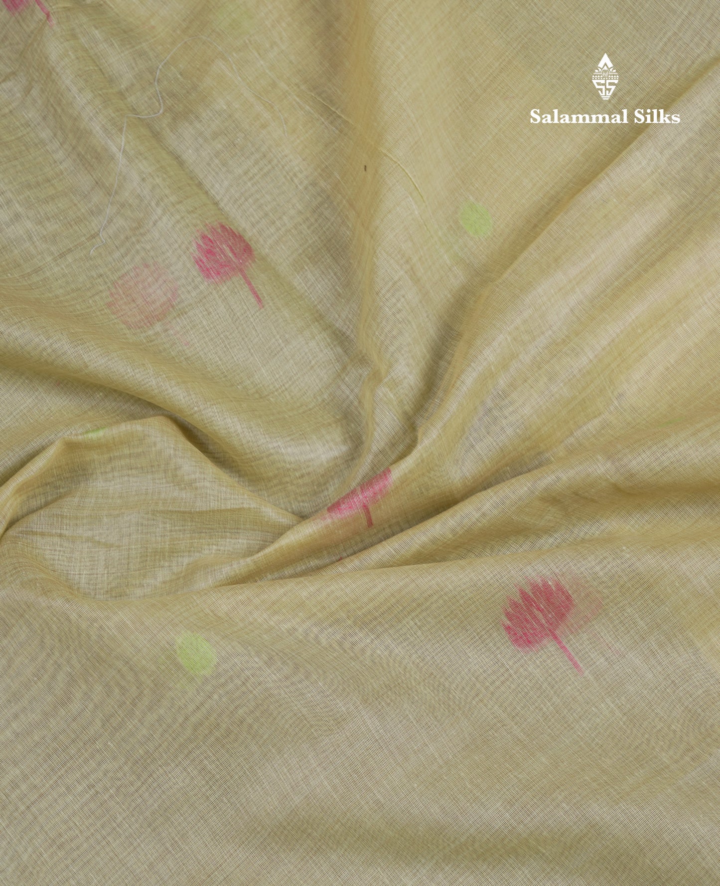 Beautiful Yellow Thread Work Butta Muga Cotton Saree With Blouse