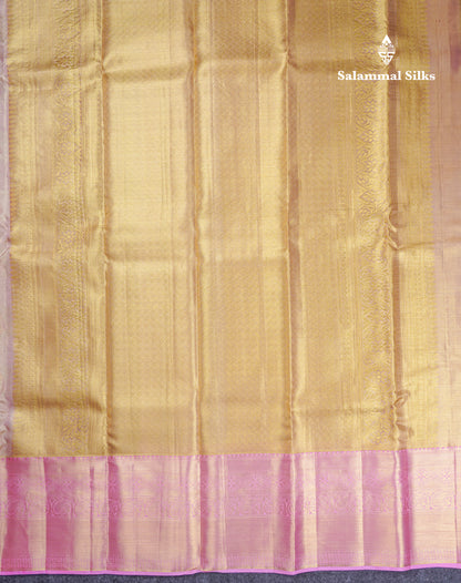 Beautiful Baby Pink Tissue Bridal Pure Kanjivaram Silk Saree With Contrast Light Pink Evening Morning Border