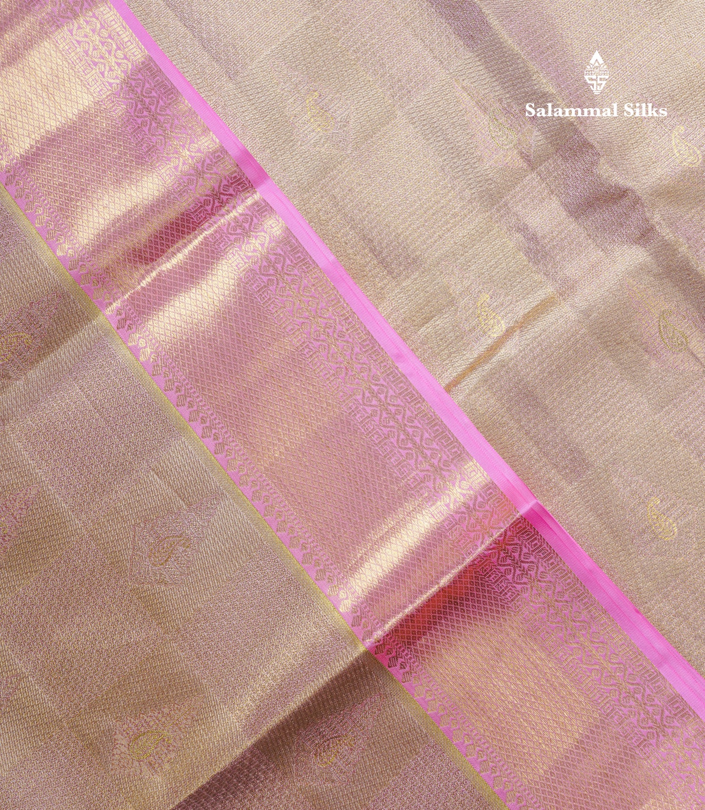 Beautiful Baby Pink Tissue Bridal Pure Kanjivaram Silk Saree With Contrast Light Pink Evening Morning Border