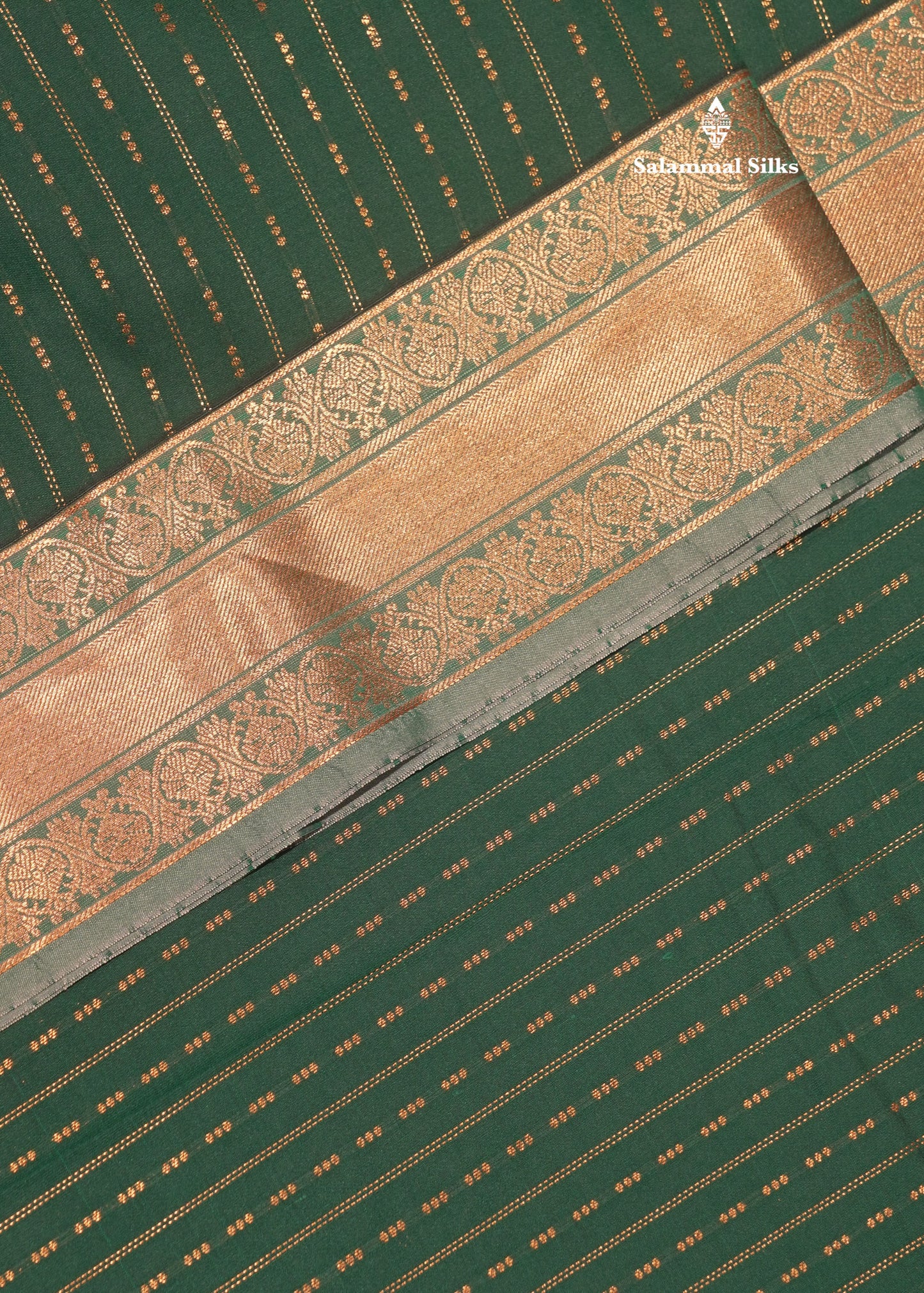 Bottle Green Colour Semi Silk Saree With Light Green Border